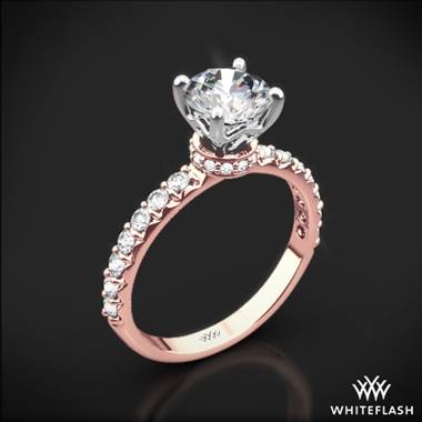 18k Rose Gold Eternity Wrap Diamond Engagement Ring with White Gold Head