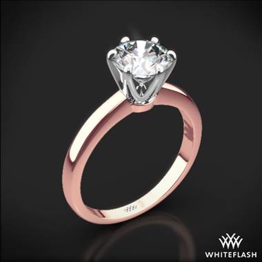 18k Rose Gold Exquisite Half Round Solitaire Engagement Ring with White Gold Head