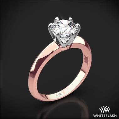 18k Rose Gold Knife-Edge Solitaire Engagement Ring with White Gold Head