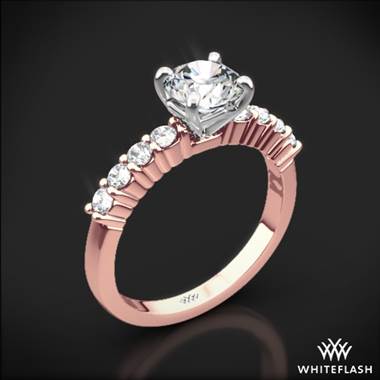 18k Rose Gold Legato Shared-Prong Diamond Engagement Ring with White Gold Head