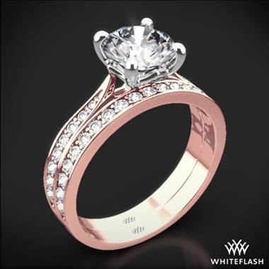 18k Rose Gold Legato Sleek Line Pave Diamond Wedding Set
