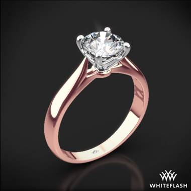 18k Rose Gold Legato Sleek Line Solitaire Engagement Ring with White Gold Head
