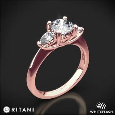 18k Rose Gold Ritani 1RZ1010P Three Stone Engagement Ring with Pear-Cut Diamonds