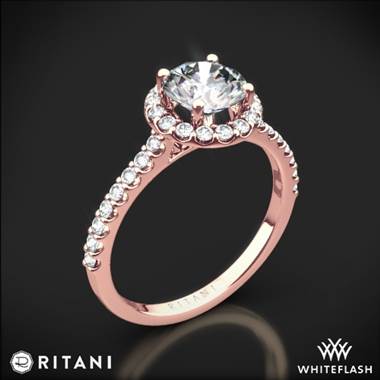 18k Rose Gold Ritani 1RZ1323 French-Set Halo Diamond Engagement Ring