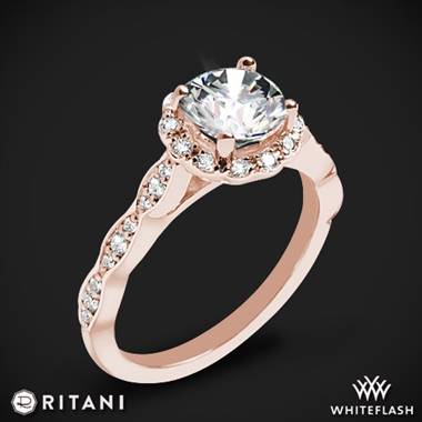 18k Rose Gold Ritani 1RZ1504 Diamond Halo Engagement Ring