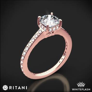 18k Rose Gold Ritani 1RZ1966 Micropave Diamond Engagement Ring