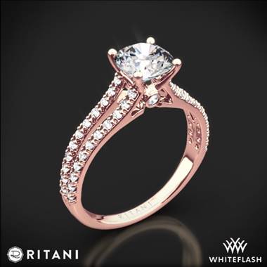 18k Rose Gold Ritani 1RZ2488 Double French-Set 'V' Diamond Engagement Ring