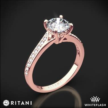 18k Rose Gold Ritani 1RZ2490 Modern Bypass Micropave Diamond Engagement Ring