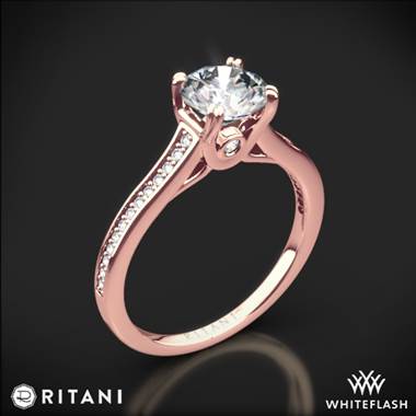 18k Rose Gold Ritani 1RZ2493 Micropave Diamond Engagement Ring