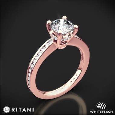18k Rose Gold Ritani 1RZ3447 Tapered Channel-Set Diamond Engagement Ring