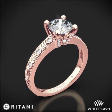 18k Rose Gold Ritani 1RZ3614 Grecian Leaf Diamond Engagement Ring