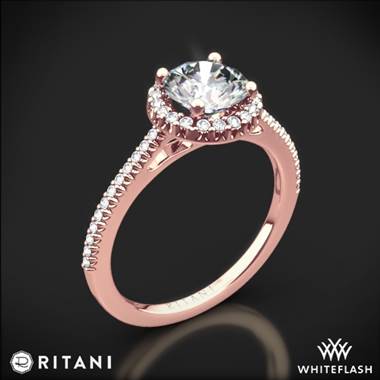 18k Rose Gold Ritani 1RZ3702 French-Set Halo Diamond Engagement Ring