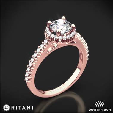 18k Rose Gold Ritani 1RZ3705 French-Set Halo Diamond Engagement Ring