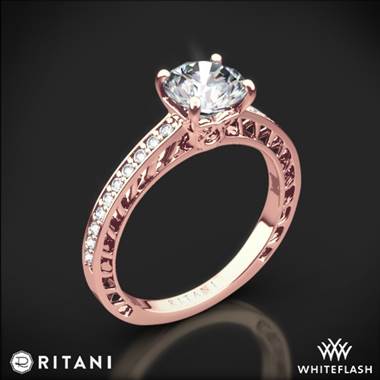 18k Rose Gold Ritani 1RZ4170 Lattice Micropave Diamond Engagement Ring
