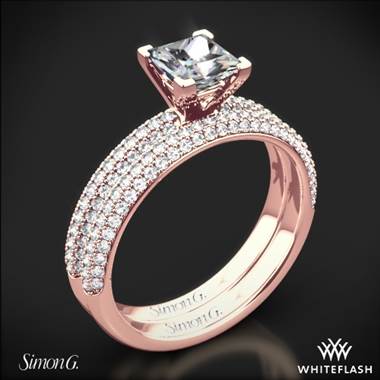 18k Rose Gold Simon G. LP1935-D Delicate Diamond Wedding Set for Princess