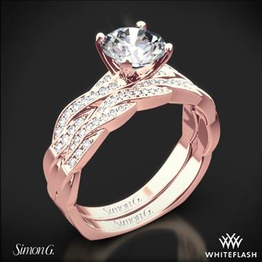 18k Rose Gold Simon G. MR1498-D Delicate Diamond Wedding Set