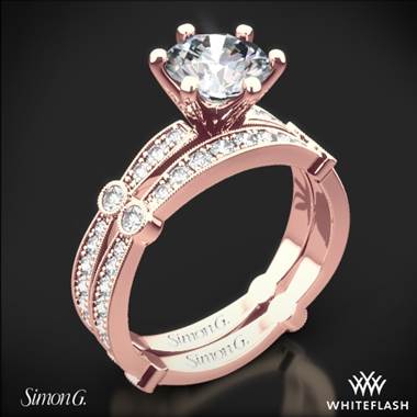 18k Rose Gold Simon G. MR1546 Delicate Diamond Wedding Set