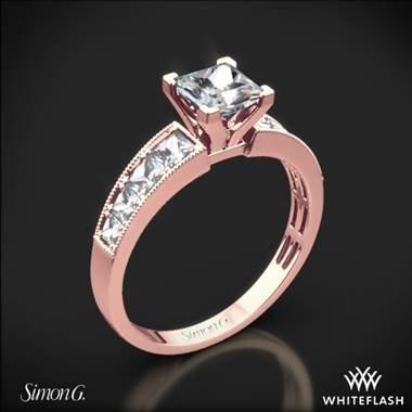 18k Rose Gold Simon G. MR1825-S Caviar Diamond Engagement Ring for Princess