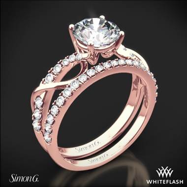 18k Rose Gold Simon G. MR2526 Fabled Crisscross Diamond Wedding Set