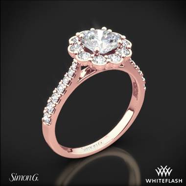 18k Rose Gold Simon G. MR2573 Passion Halo Diamond Engagement Ring