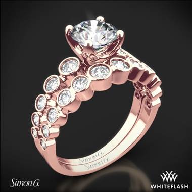 18k Rose Gold Simon G. MR2692 Caviar Diamond Wedding Set