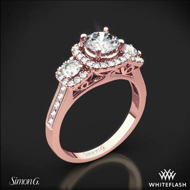 18k Rose Gold Simon G. NR464 Passion Three Stone Engagement Ring