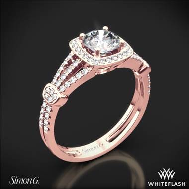 18k Rose Gold Simon G. TR418-D Delicate Halo Diamond Engagement Ring