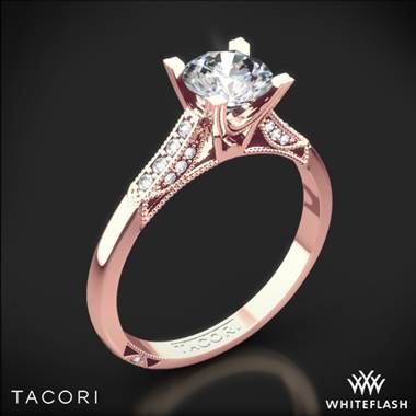 18k Rose Gold Tacori 2586RD Simply Tacori Pave Complete Diamond Engagement Ring with 0.75ct Diamond Center