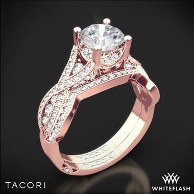 18k Rose Gold Tacori 2647RD Ribbon Diamond Wedding Set