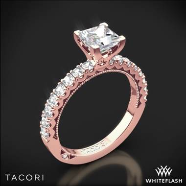 18k Rose Gold Tacori 32-2PR Clean Crescent Half Eternity for Princess Diamond Engagement Ring