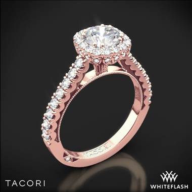 18k Rose Gold Tacori 37-2CU Full Bloom Cushion Halo Diamond Engagement Ring