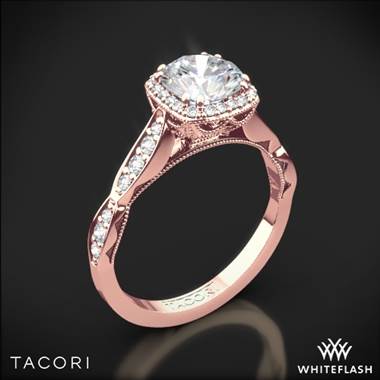 18k Rose Gold Tacori 39-2CU Sculpted Crescent Ribbon Diamond Engagement Ring