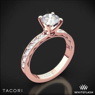 18k Rose Gold Tacori 41-3RD Sculpted Crescent Lace Diamond Engagement Ring