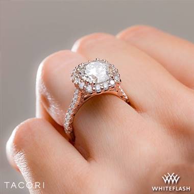 18k Rose Gold Tacori 55-2CU Full Bloom Cushion Halo Solitaire Engagement Ring