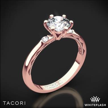 18k Rose Gold Tacori 56-2RD Sculpted Crescent Classic 3 Stone Engagement Ring