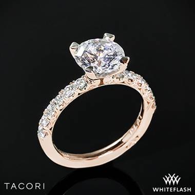 18k Rose Gold Tacori HT2545 Petite Crescent Scalloped Millgrain Diamond Engagement Ring