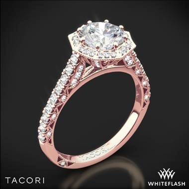 18k Rose Gold Tacori HT2555RD Petite Crescent Halo Diamond Engagement Ring