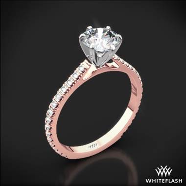 18k Rose Gold Valoria Cathedral French-Set Diamond Engagement Ring with White Gold Head