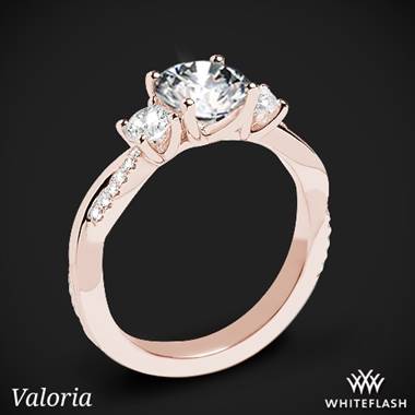 18k Rose Gold Valoria Flora Twist Three Stone Diamond Engagement Ring
