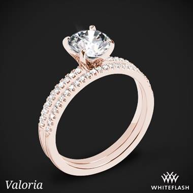 18k Rose Gold Valoria Micropave Diamond Wedding Set