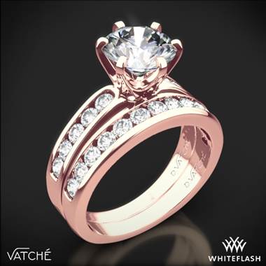 18k Rose Gold Vatche 1020 6-Prong Channel Diamond Diamond Wedding Set
