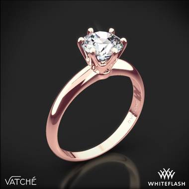 18k Rose Gold Vatche U-113 6-Prong Solitaire Engagement Ring for 2ct and Larger Diamonds