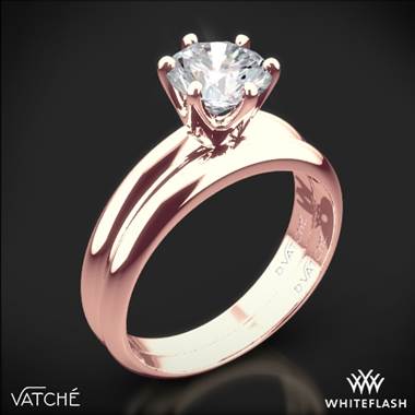 18k Rose Gold Vatche U-113 6-Prong Solitaire Wedding Set for 2ct and Larger Diamonds