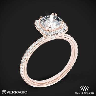18k Rose Gold Verragio Tradition TR120HCU Diamond Cushion Halo Engagement Ring