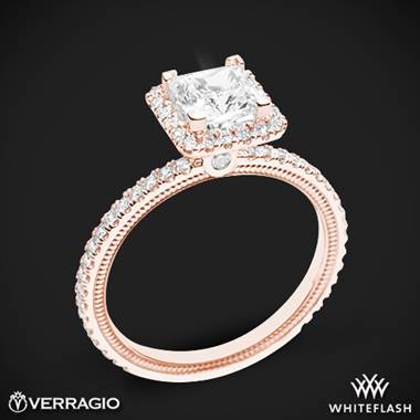18k Rose Gold Verragio Tradition TR120HP Diamond Princess Halo Engagement Ring