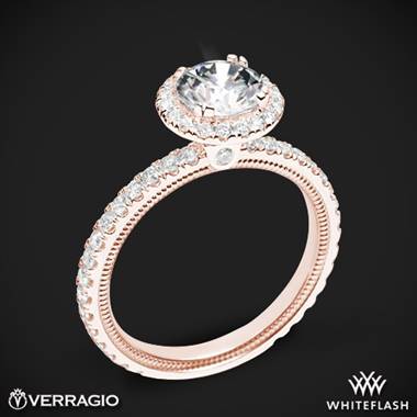 18k Rose Gold Verragio Tradition TR150HR Diamond Round Halo Engagement Ring