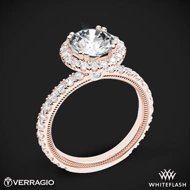 18k Rose Gold Verragio Tradition TR180HR Diamond Round Halo Engagement Ring