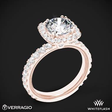 18k Rose Gold Verragio Tradition TR210HCU Diamond Cushion Halo Engagement Ring