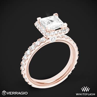 18k Rose Gold Verragio Tradition TR210HP Diamond Princess Halo Engagement Ring
