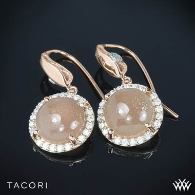 18k Rose Gold with Silver Accent Tacori SE189P36 Moon Rose Halo Drop Earrings